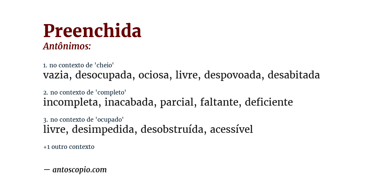 Antônimo de preenchida