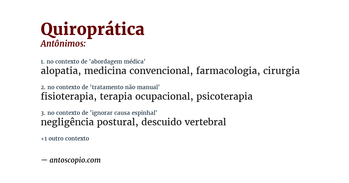 Antônimo de quiroprática