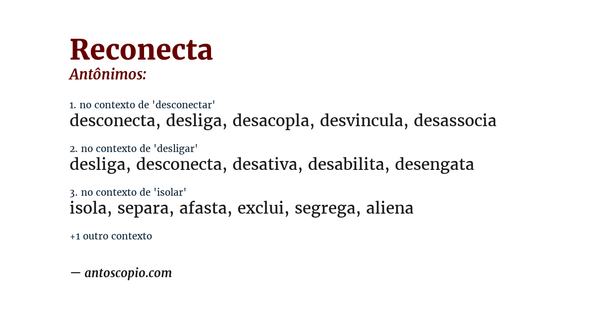 Antônimo de reconecta