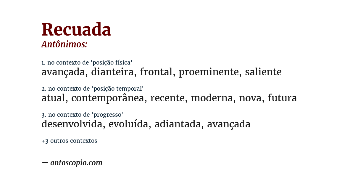 Antônimo de recuada