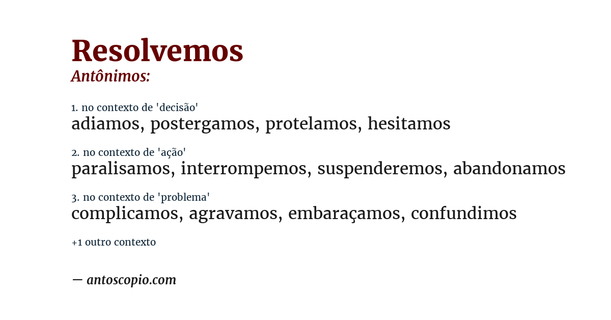 Antônimo de resolvemos
