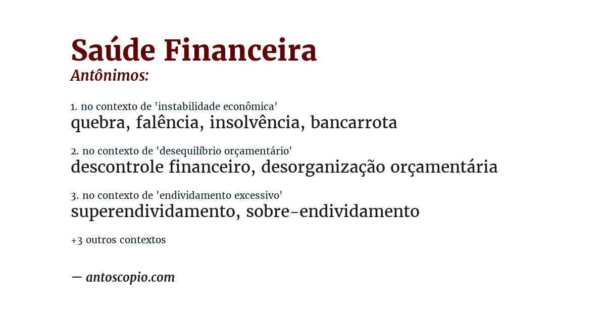 Antônimo de saúde financeira