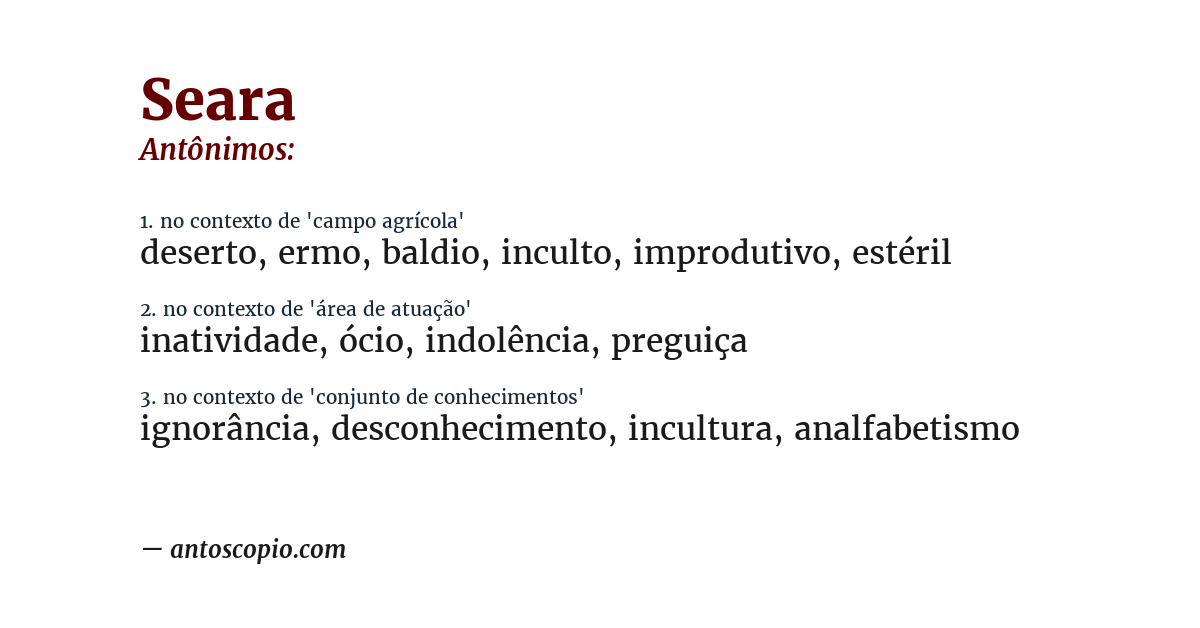 Antônimo de seara