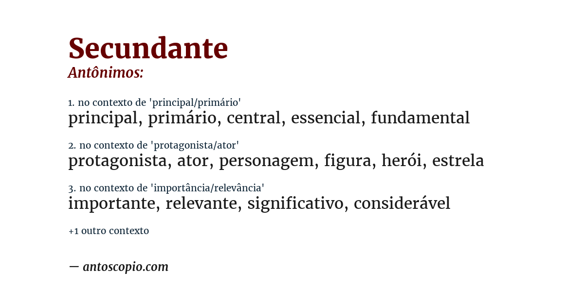 Antônimo de secundante