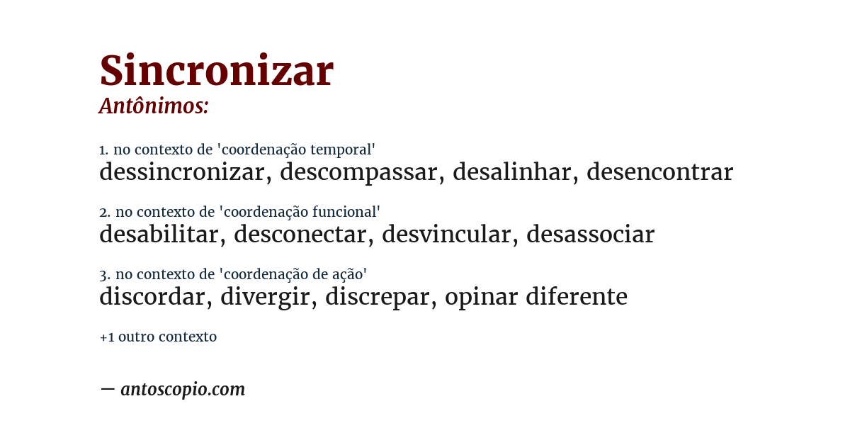 Antônimo de sincronizar
