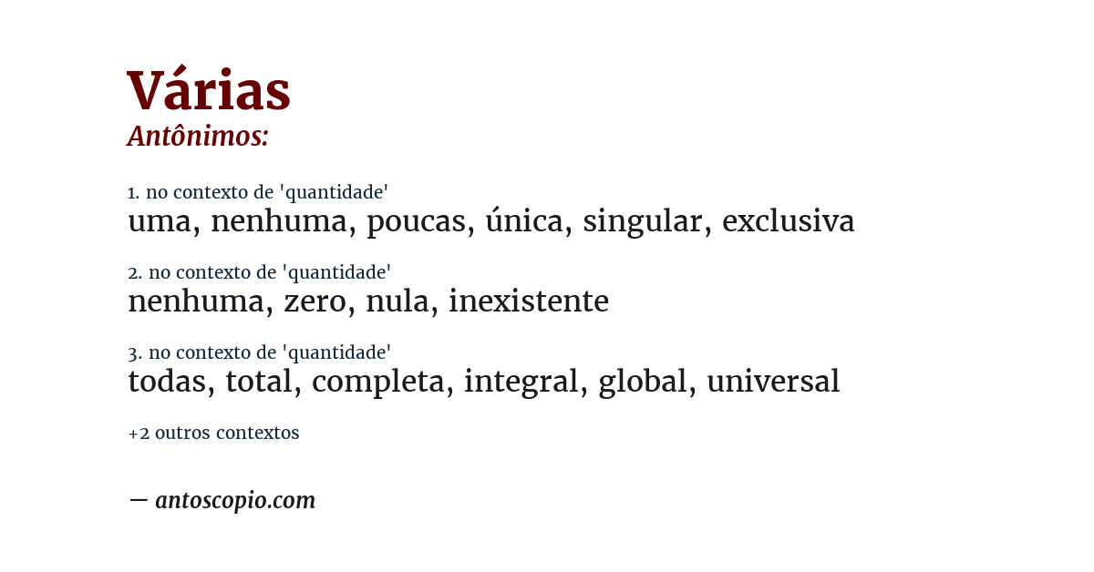 Antônimo de várias