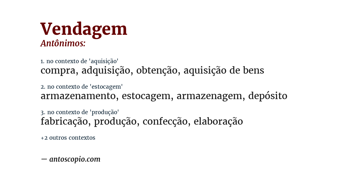 Antônimo de vendagem