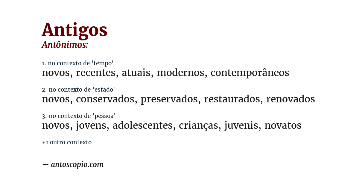 Antônimo de antigos