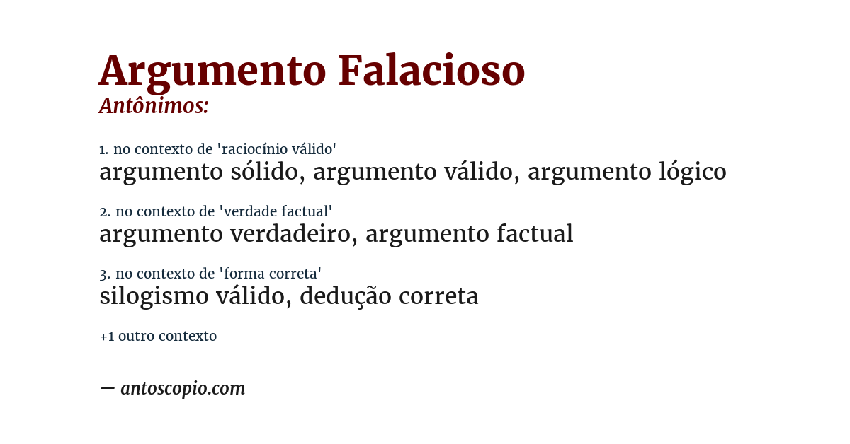 Antônimo de argumento falacioso