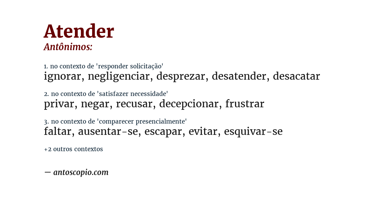 Antônimo de atender