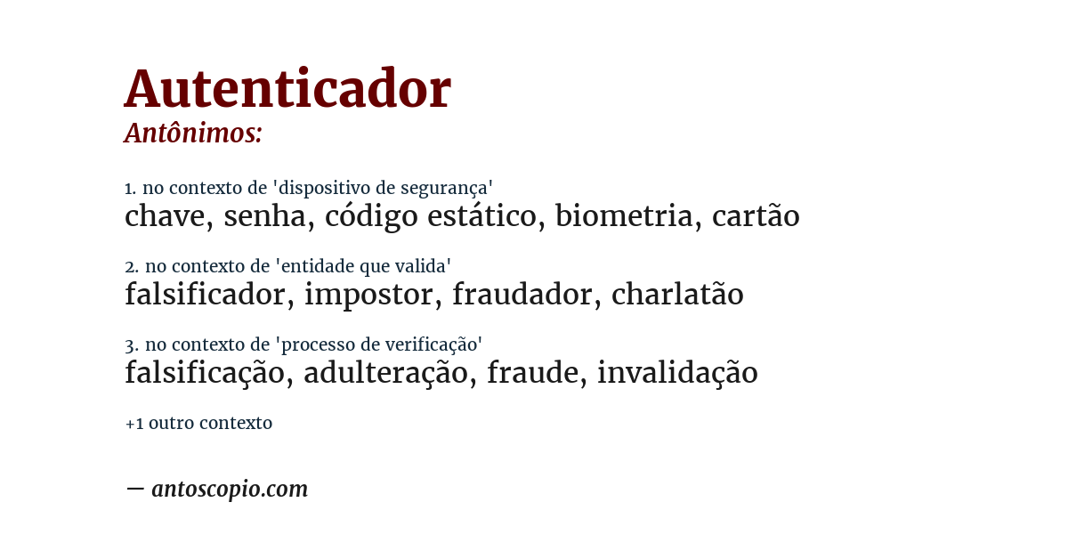 Antônimo de autenticador