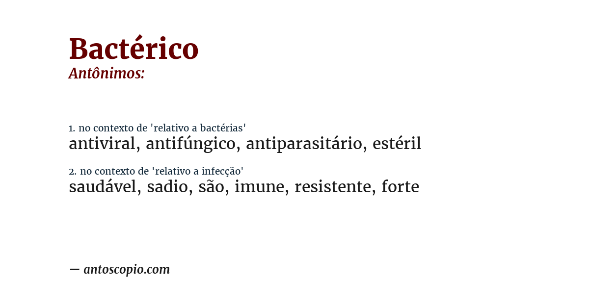 Antônimo de bactérico