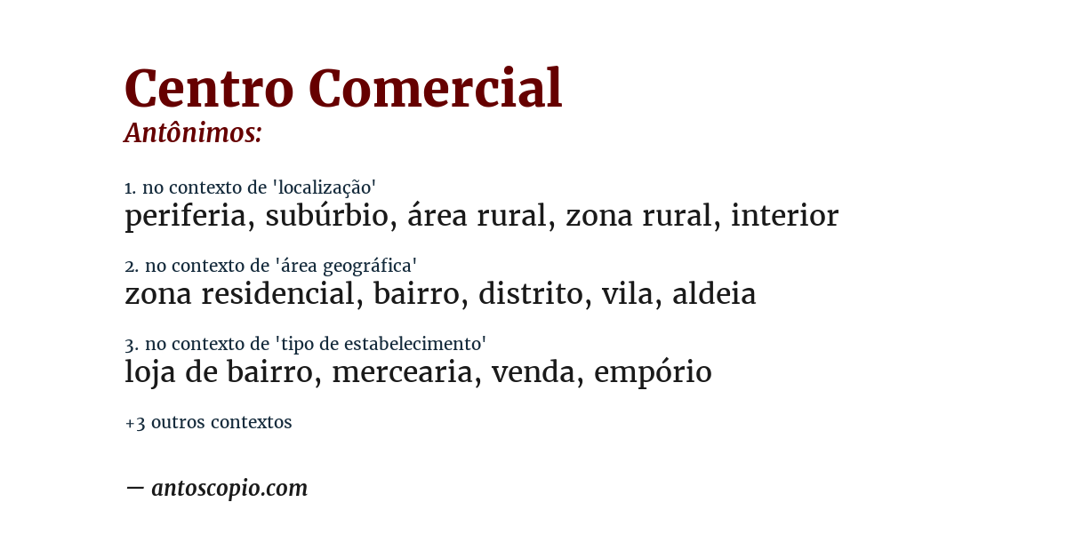 Antônimo de centro comercial