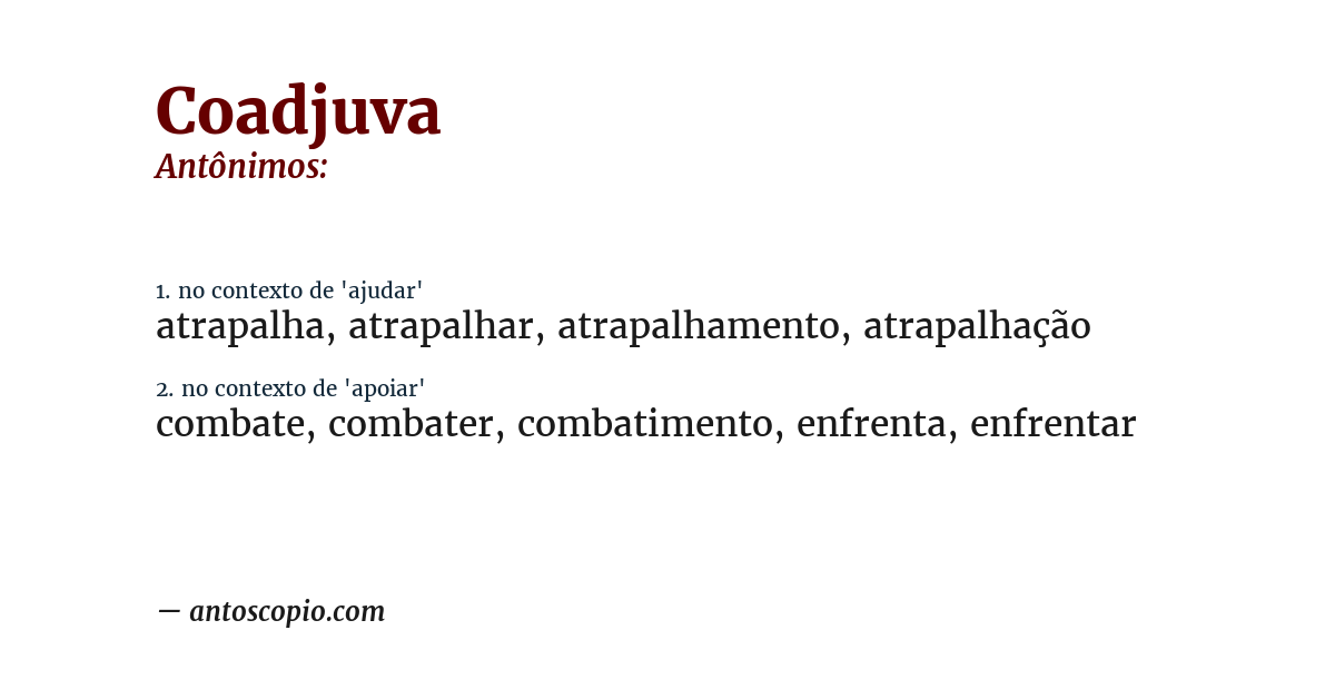 Antônimo de coadjuva