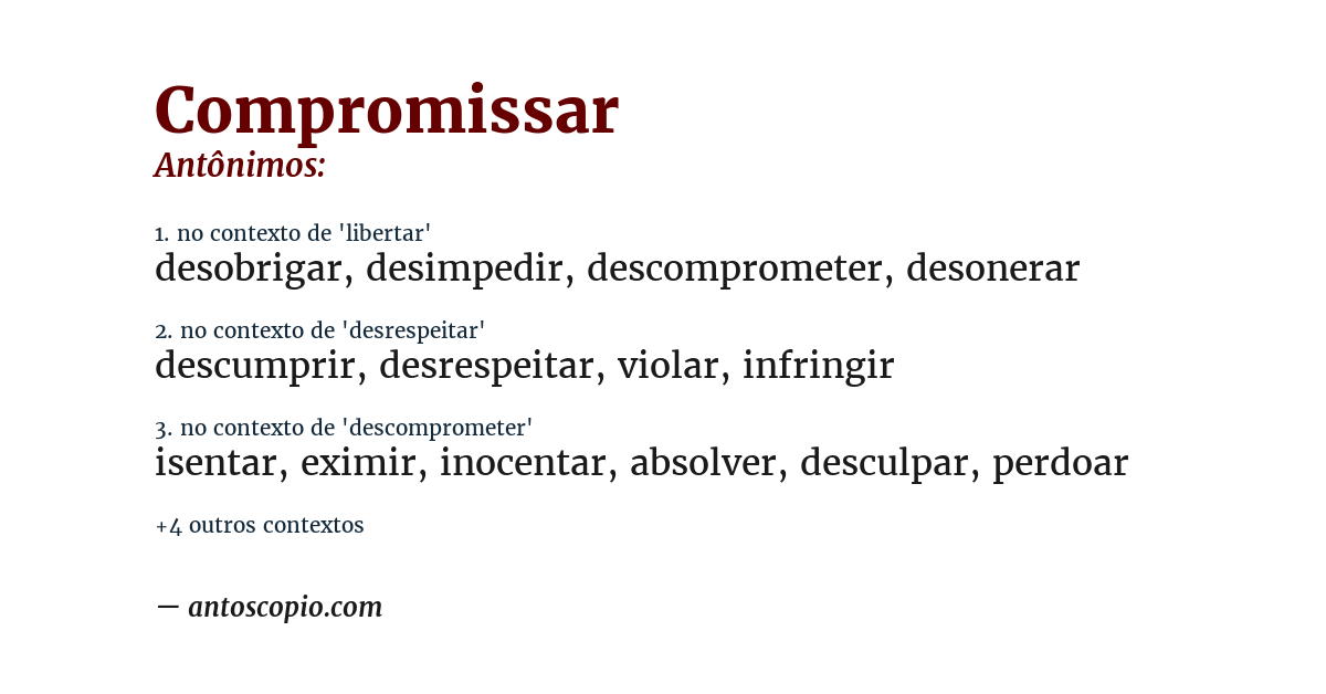 Antônimo de compromissar