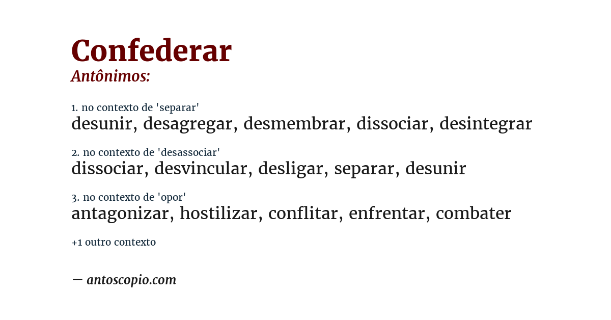 Antônimo de confederar