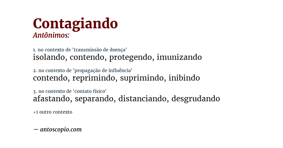 Antônimo de contagiando