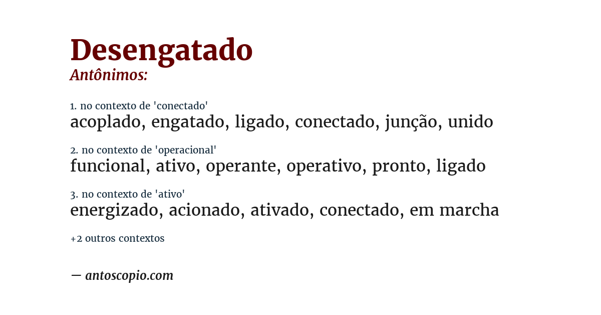 Antônimo de desengatado