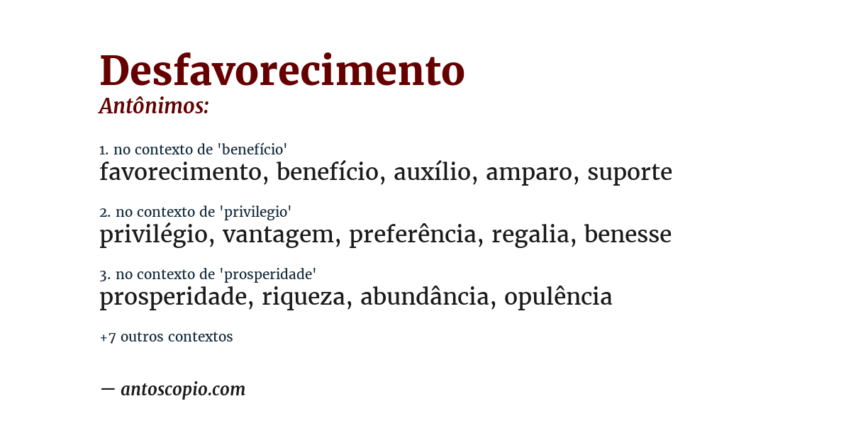 Antônimo de desfavorecimento
