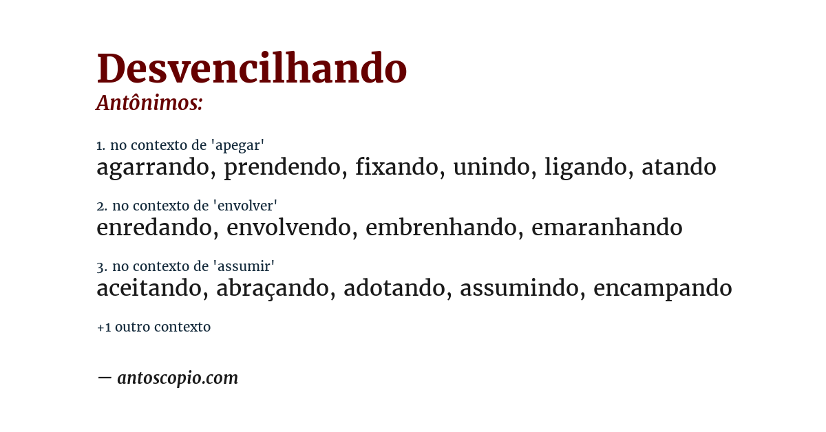 Antônimo de desvencilhando