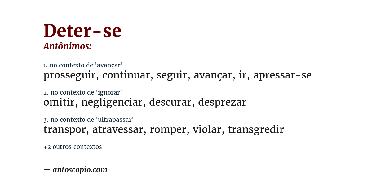 Antônimo de deter-se