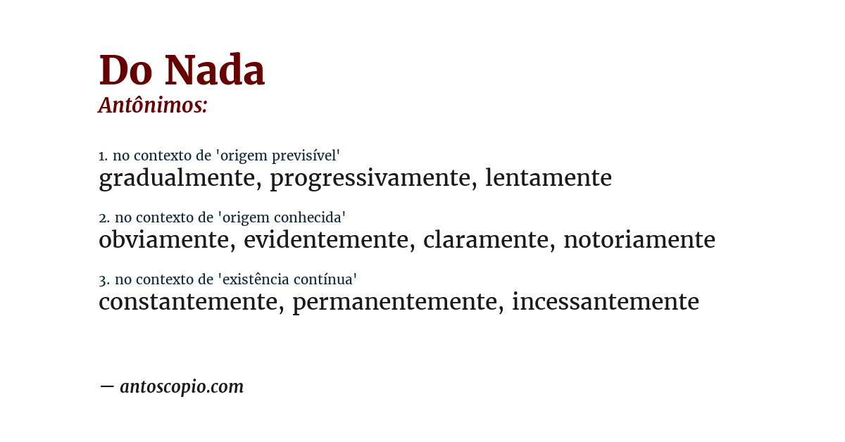Antônimo de do nada
