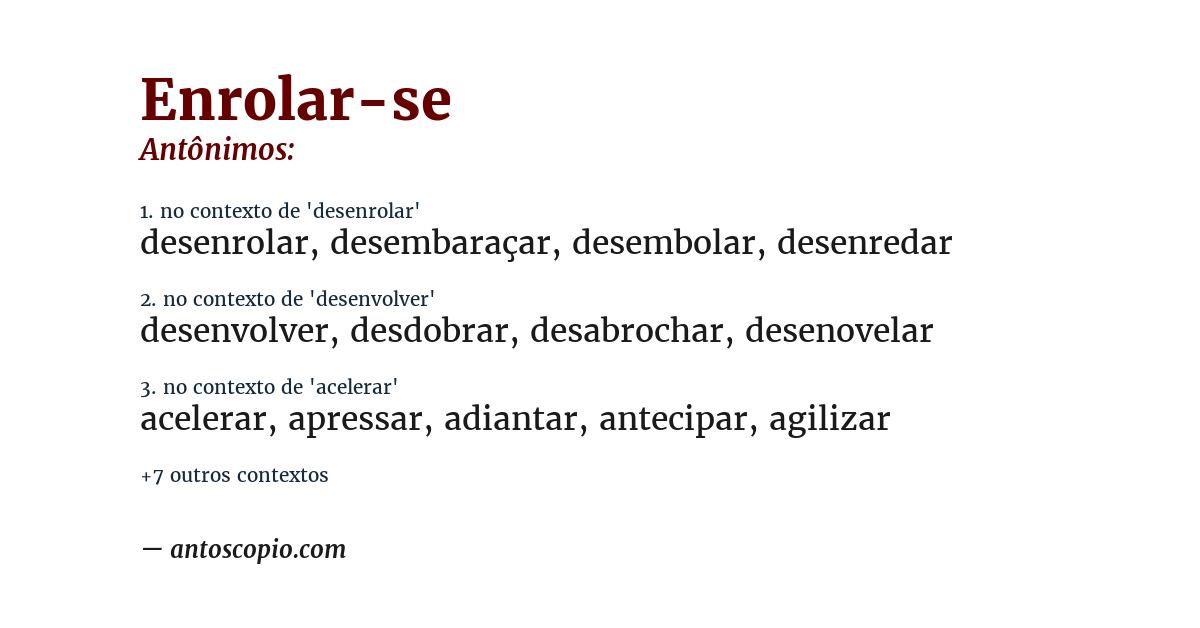 Antônimo de enrolar-se