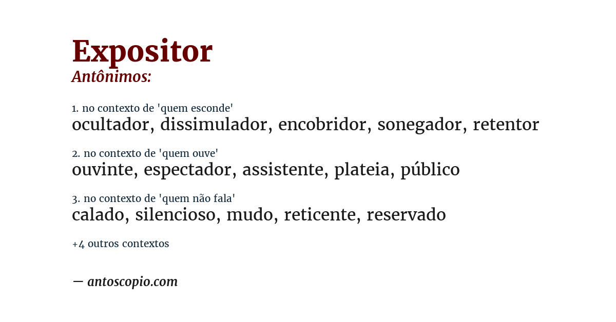 Antônimo de expositor