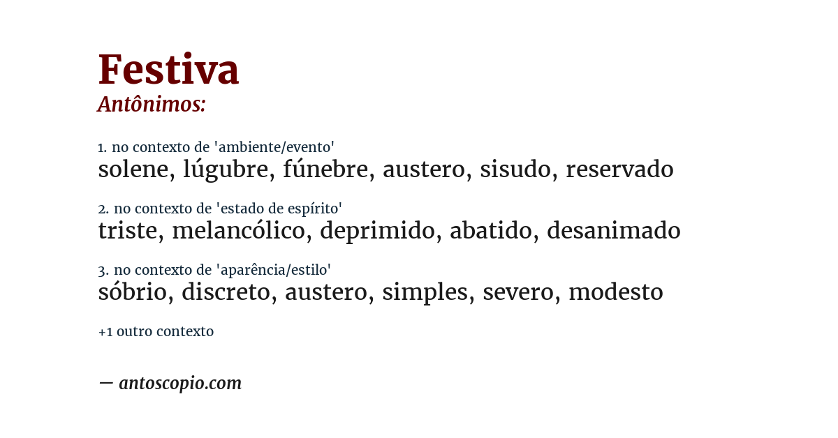 Antônimo de festiva