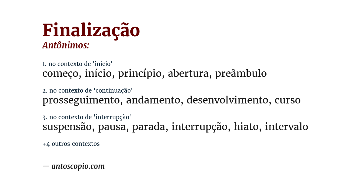 Antônimo de finalização