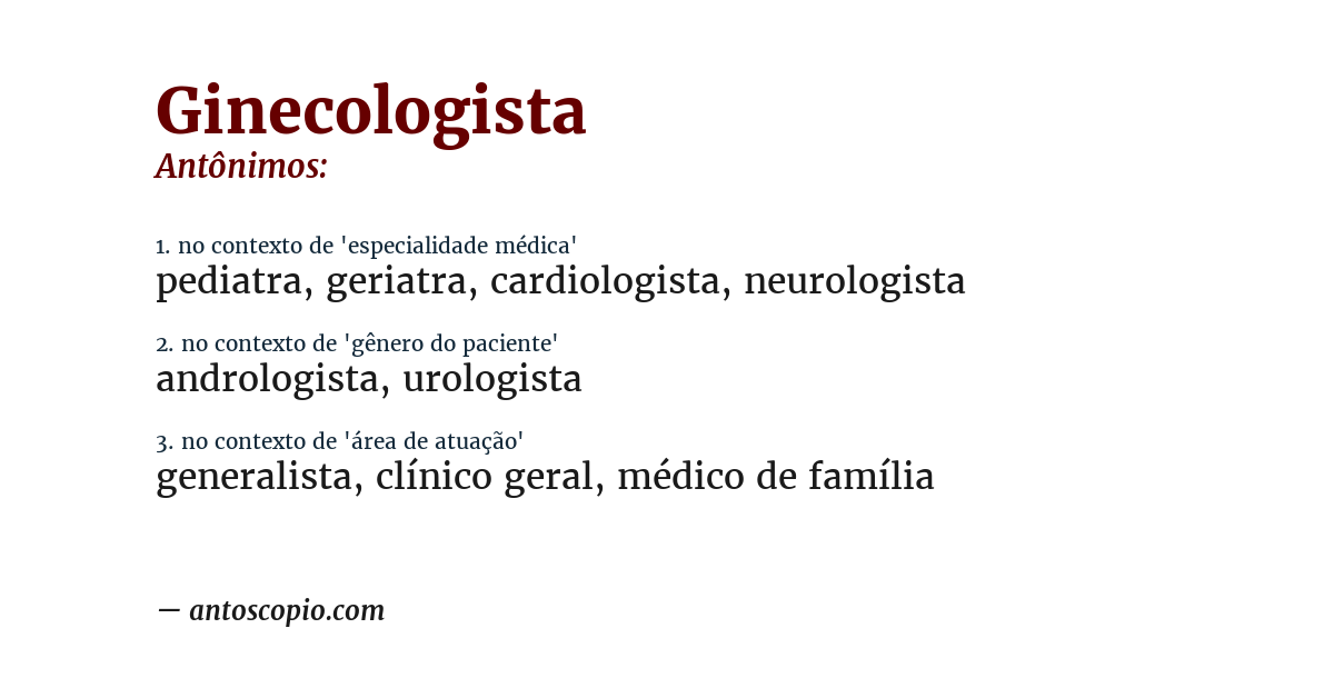Antônimo de ginecologista