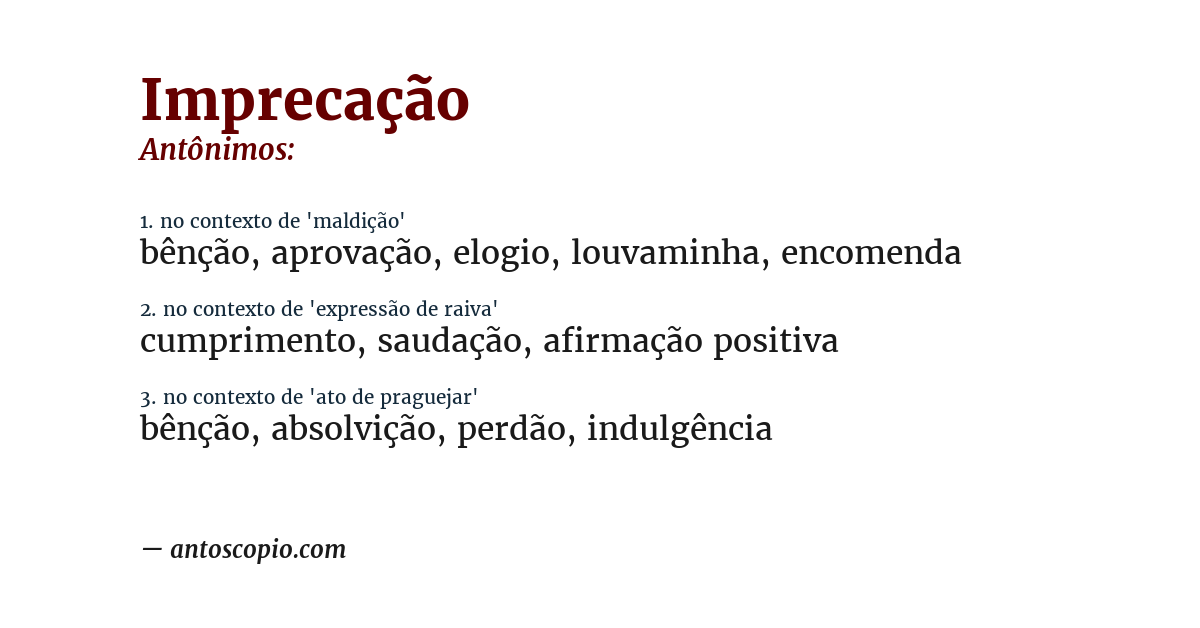 Antônimo de imprecação