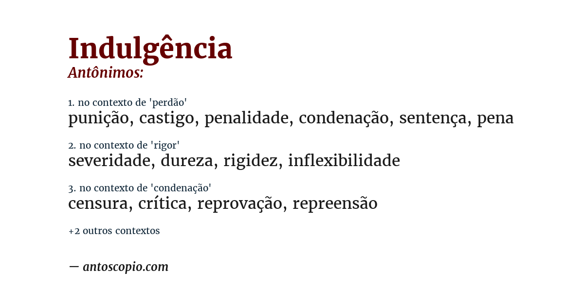 Antônimo de indulgência
