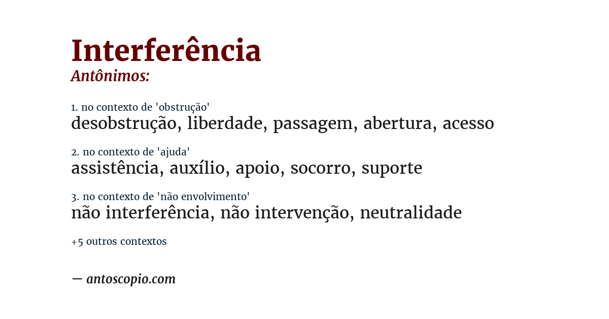 Antônimo de interferência