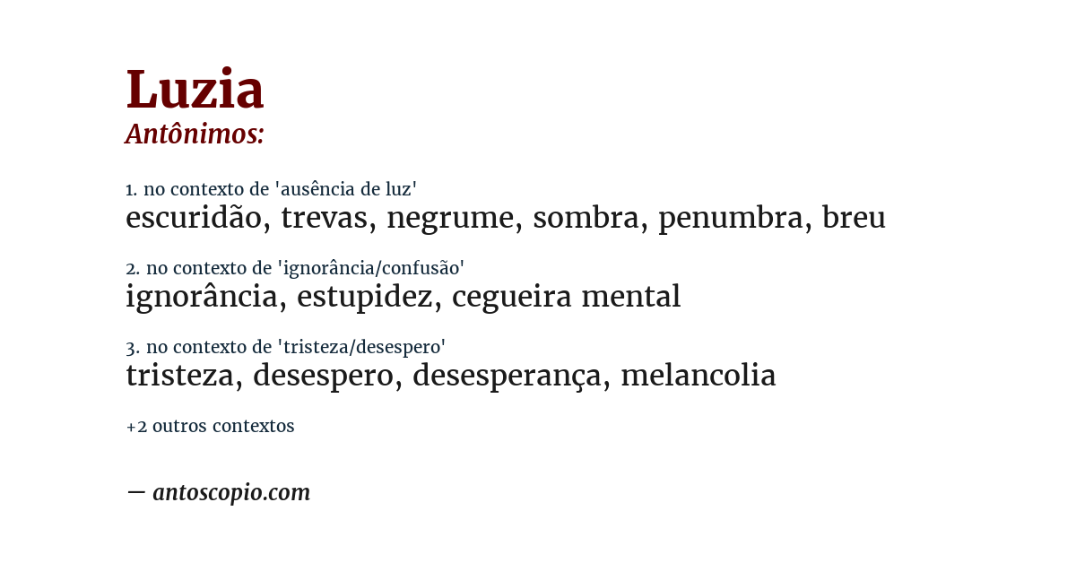 Antônimo de luzia