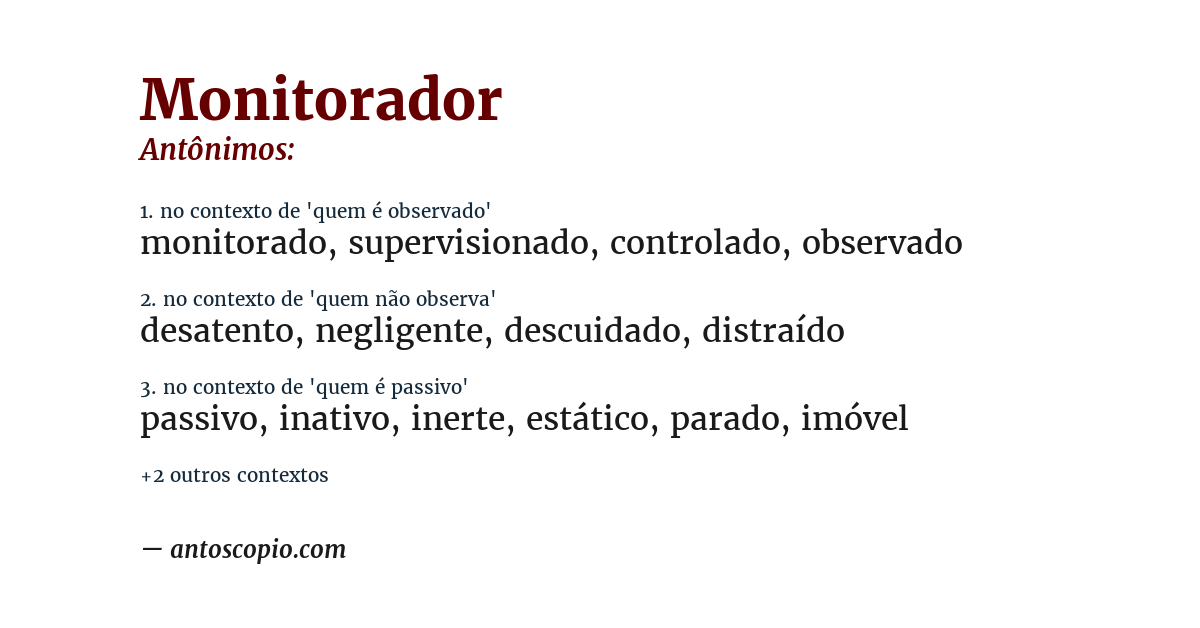 Antônimo de monitorador