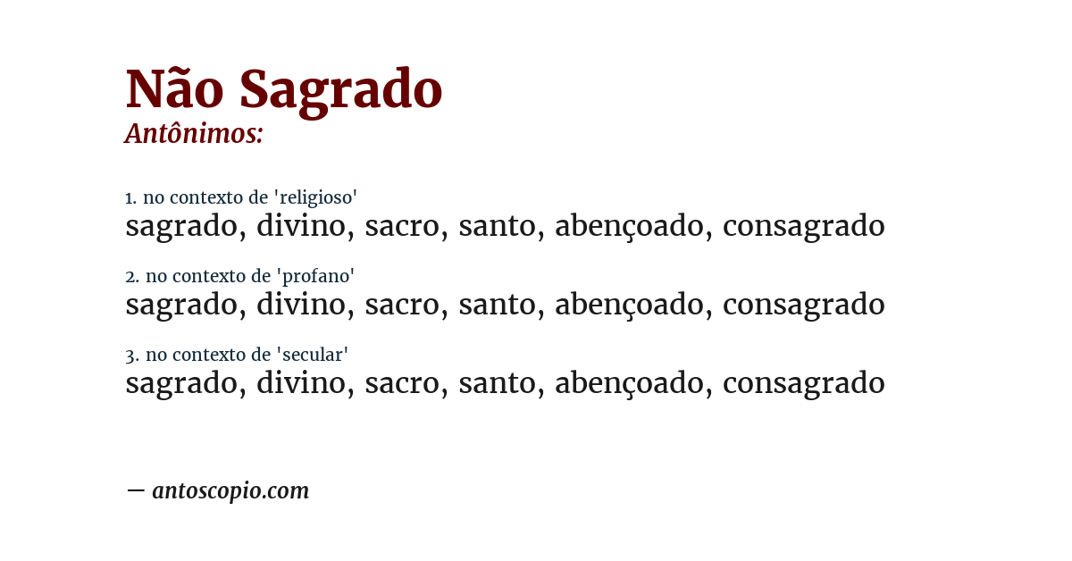 Antônimo de não sagrado