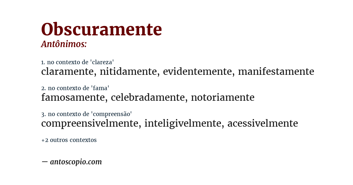 Antônimo de obscuramente