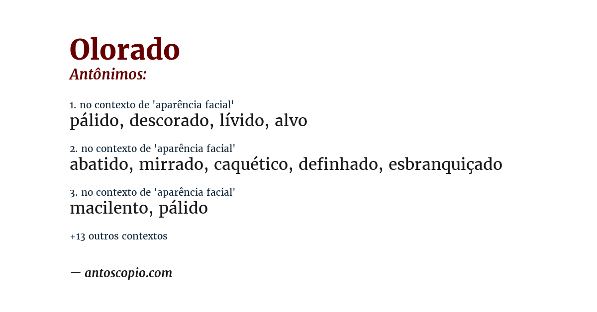 Antônimo de olorado
