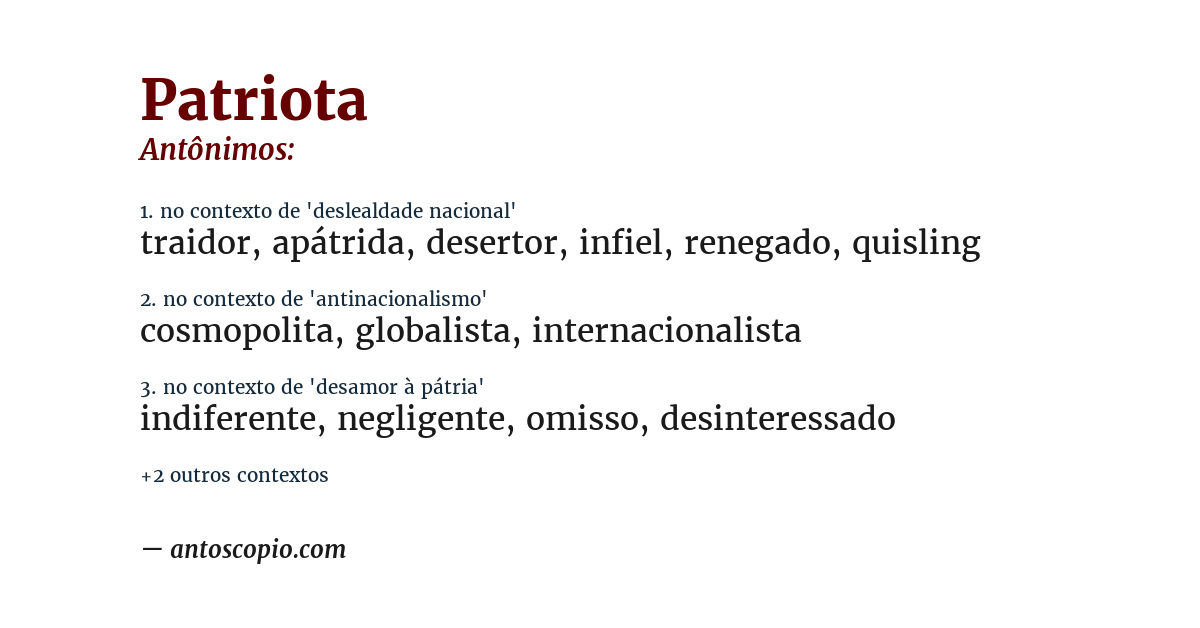 Antônimo de patriota