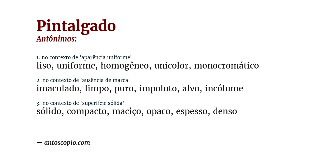 Antônimo de pintalgado