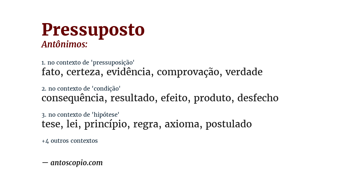 Antônimo de pressuposto