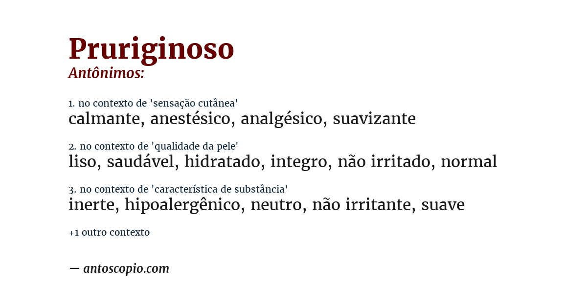 Antônimo de pruriginoso