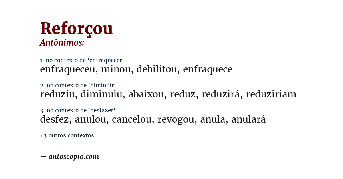 Antônimo de reforçou