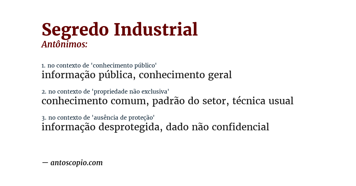 Antônimo de segredo industrial
