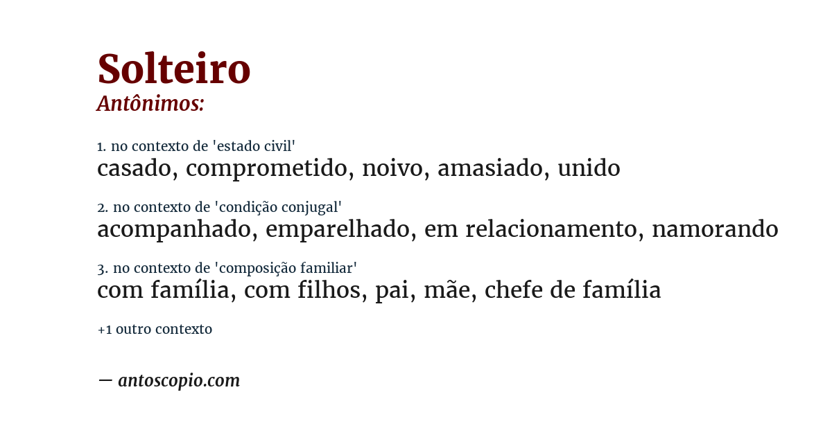 Antônimo de solteiro