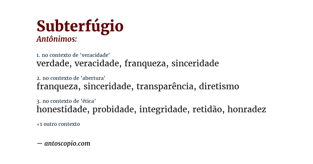 Antônimo de subterfúgio