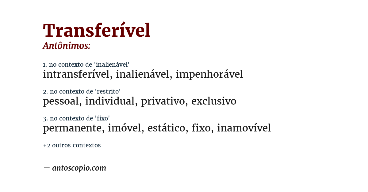Antônimo de transferível