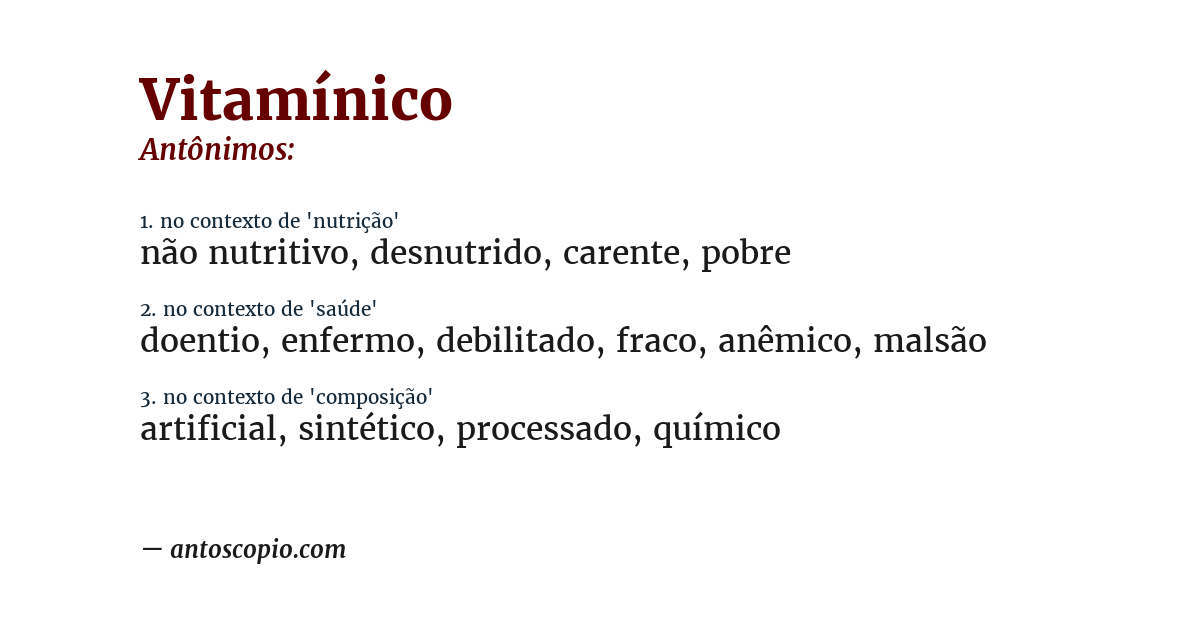 Antônimo de vitamínico