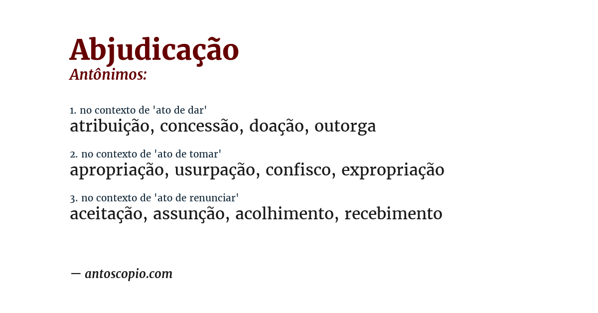 Antônimo de abjudicação